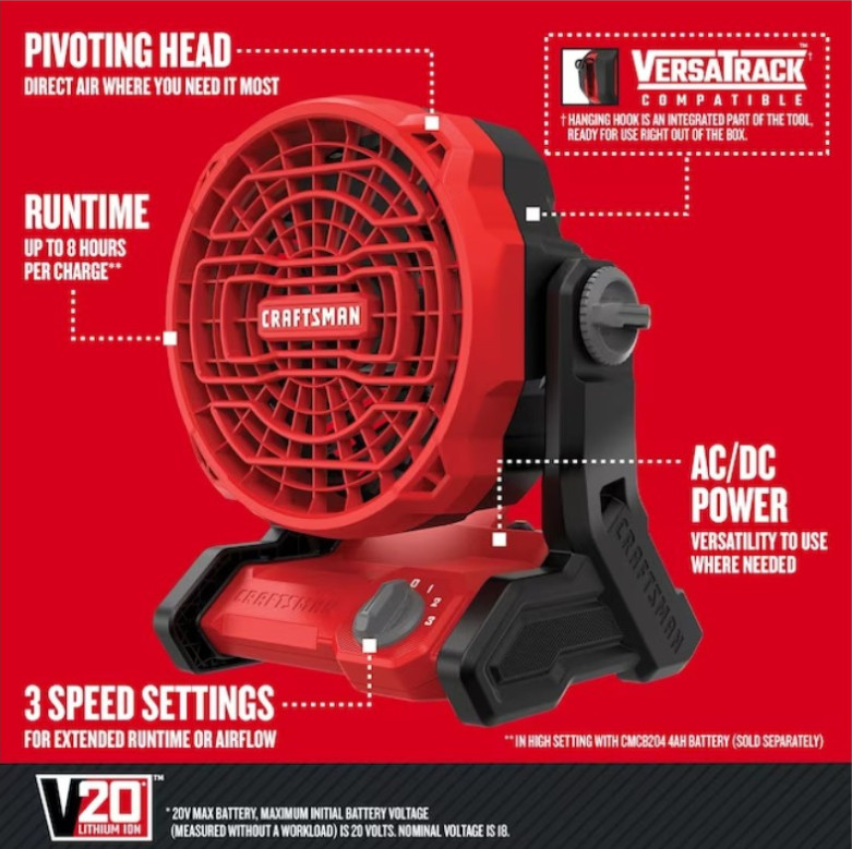 [DEAL] CRAFTSMAN V20 650 CFM Axial Jobsite Fan Indoor Outdoor