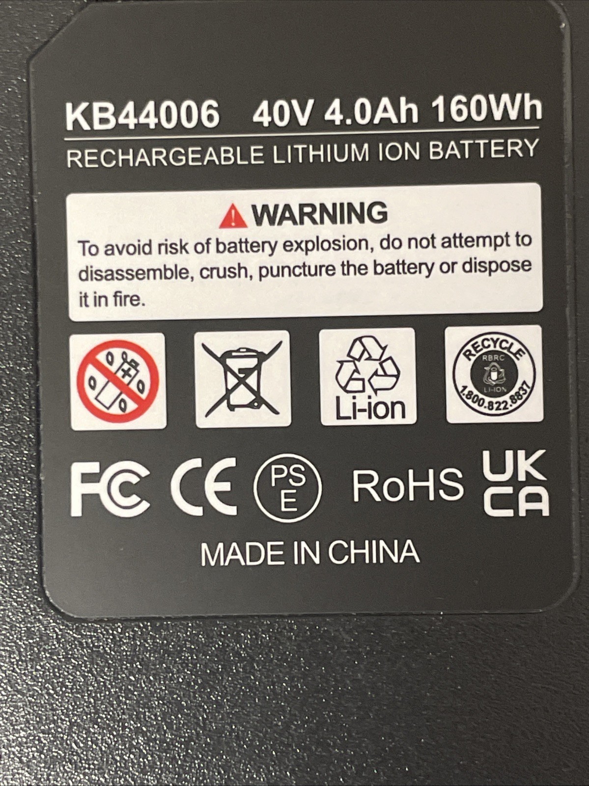 40V Max 4.0Ah 160Wh Replacement Lithium-Ion Battery Pack For Kobalt KB44006