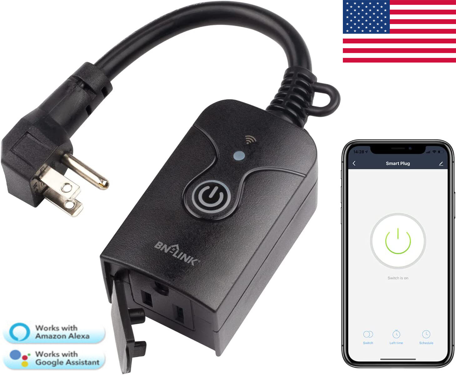 BN-LINK Smart Wi-Fi Plug Outlet Waterproof works With Alexa & Google Outdoor
