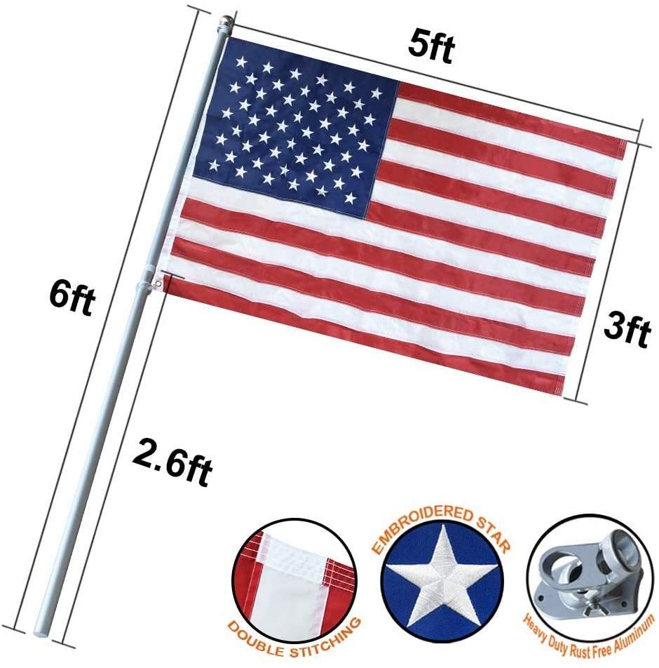 Vedouci 3×5 Flag Kit with Nylon Flag & Aluminum Pole & Metal Base Nylon Flag
