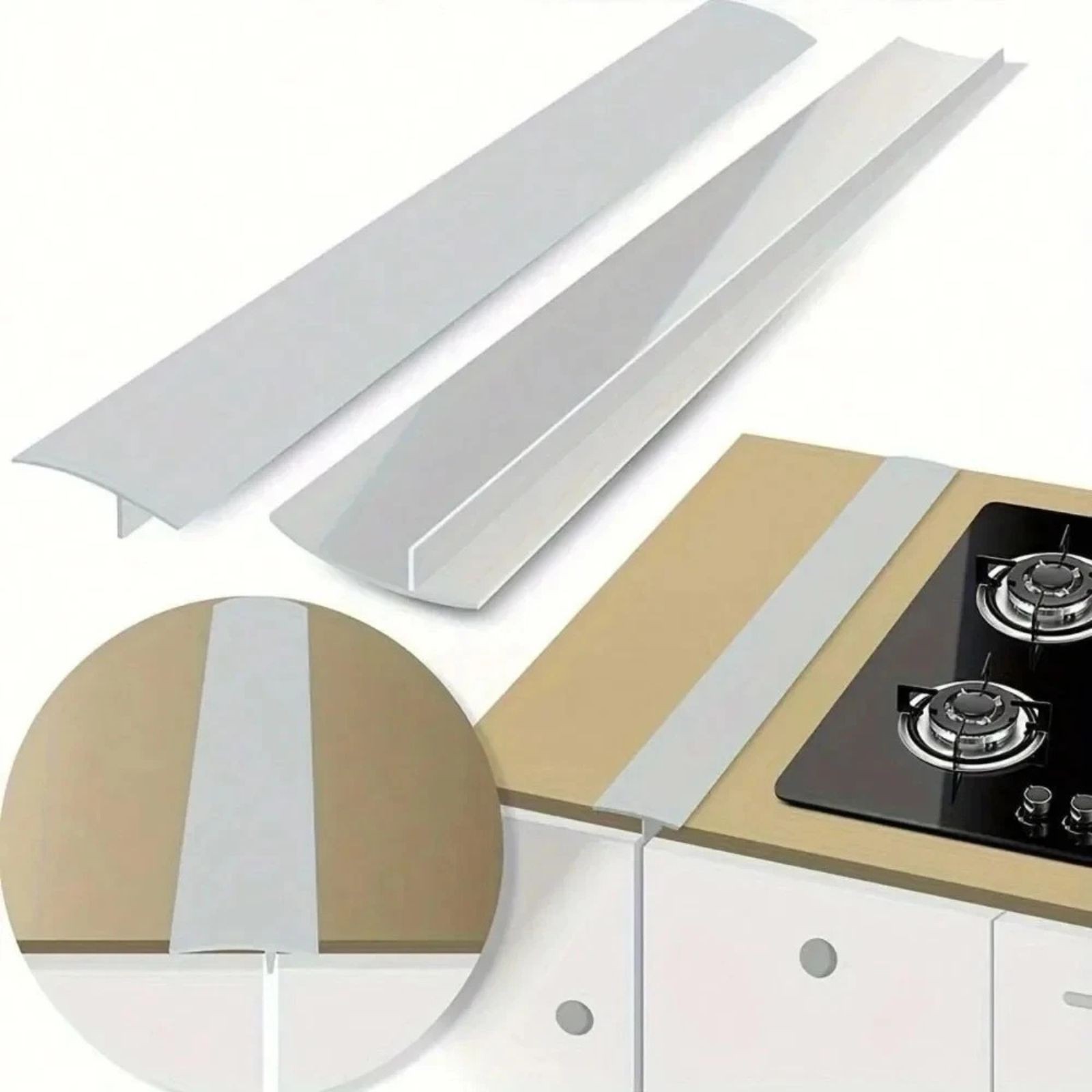 2Pcs Kitchen Silicone Stove Counter Gap Cover Oven Guard Spill Seal Slit Filler