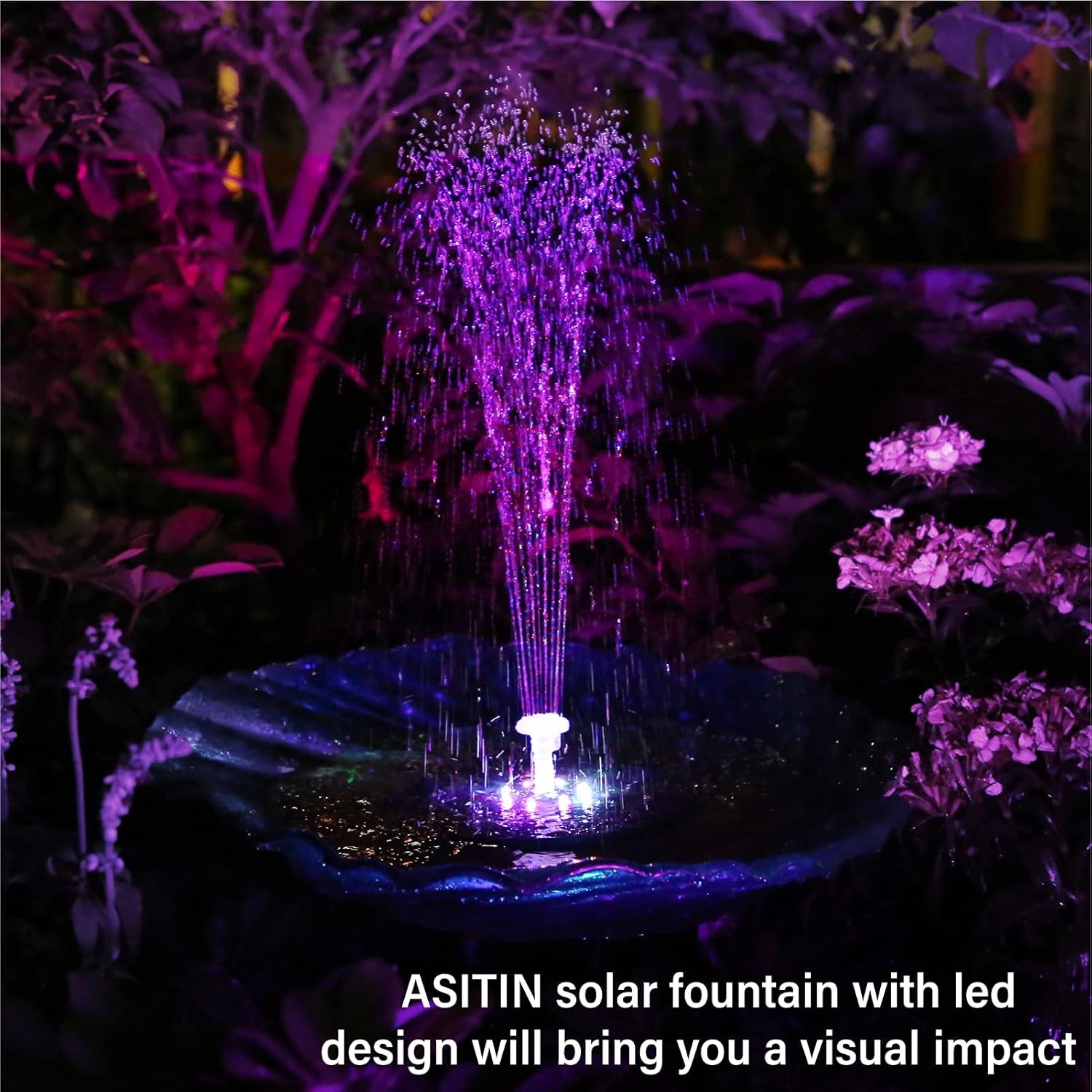 3W LED Solar Bird Bath Fountains Built-in 1500mAh Battery Solar Fountain Pump, m