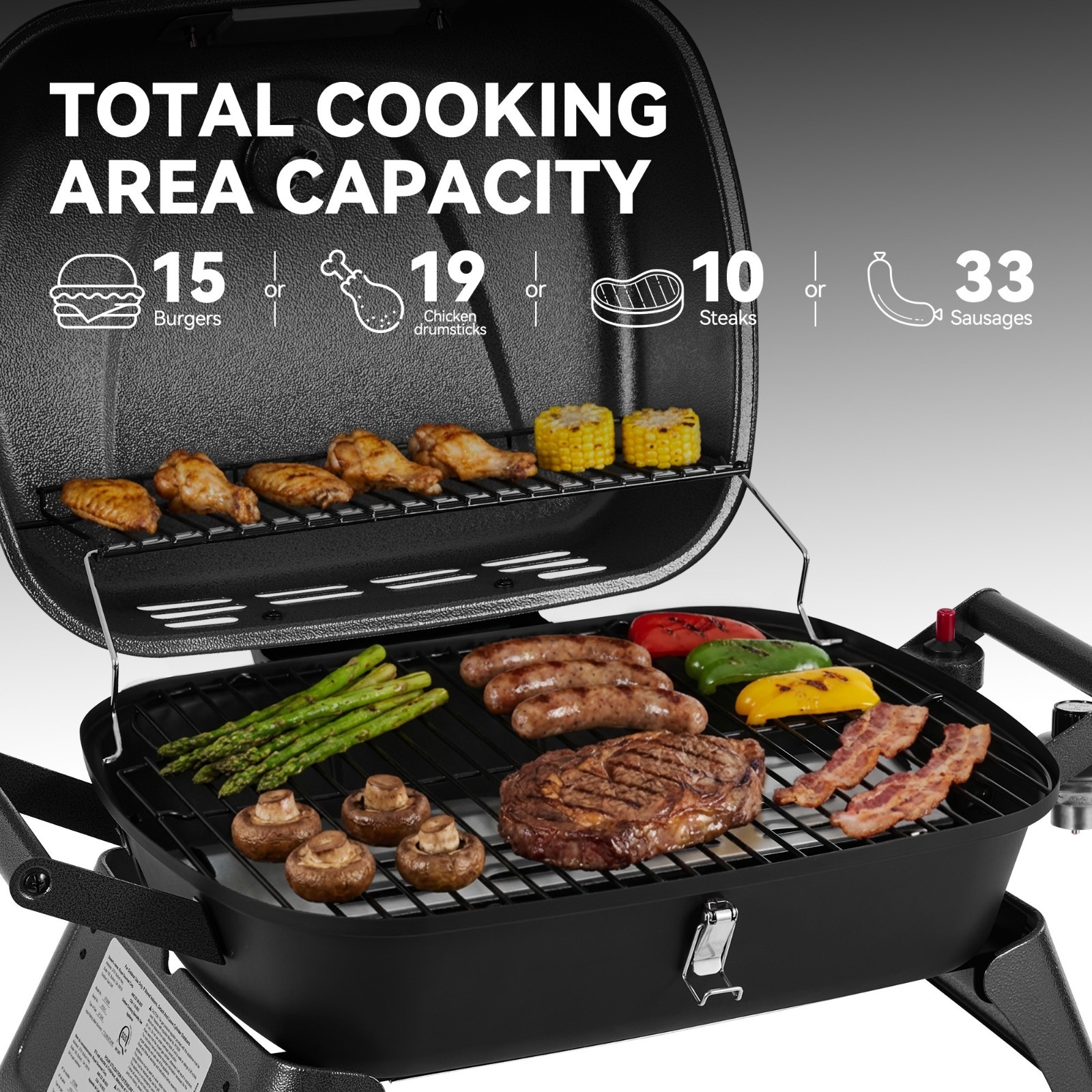 Royal Gourmet Portable Tabletop Gas Grill with Foldable Leg for Outdoor Camping
