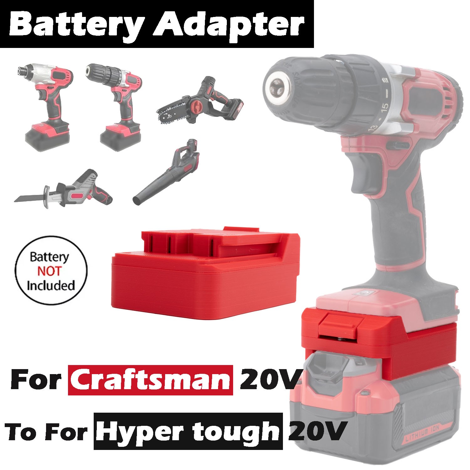 Adapter For Craftsman 20V Battery Convert to For Hyper tough 20V Cordless Tools