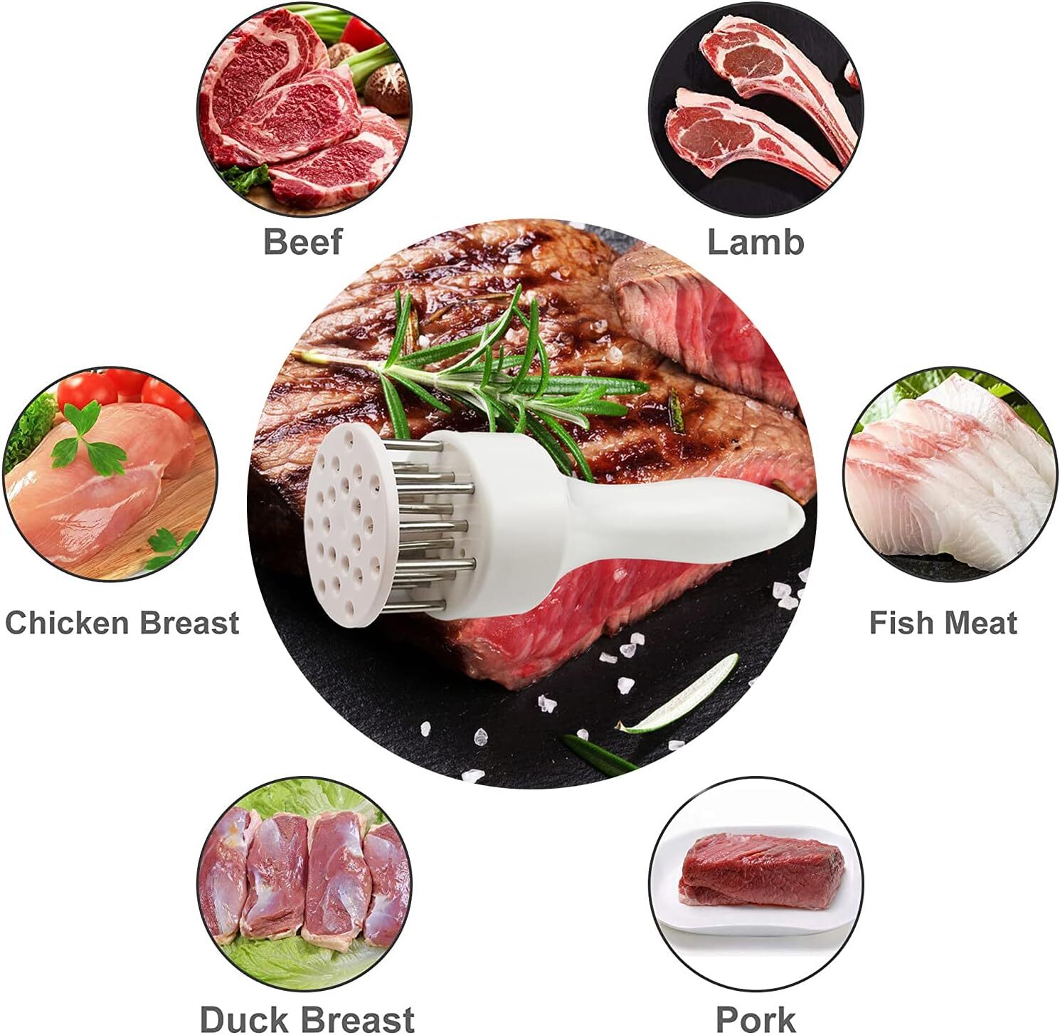 Meat Tenderizer Tool with 16 Ultra Sharp Stainless Steel Needle Dishwasher Safe