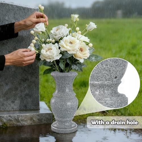 Cemetery Memorial Flower Vase with Drain Holes, 2 Pack, 9.8 in