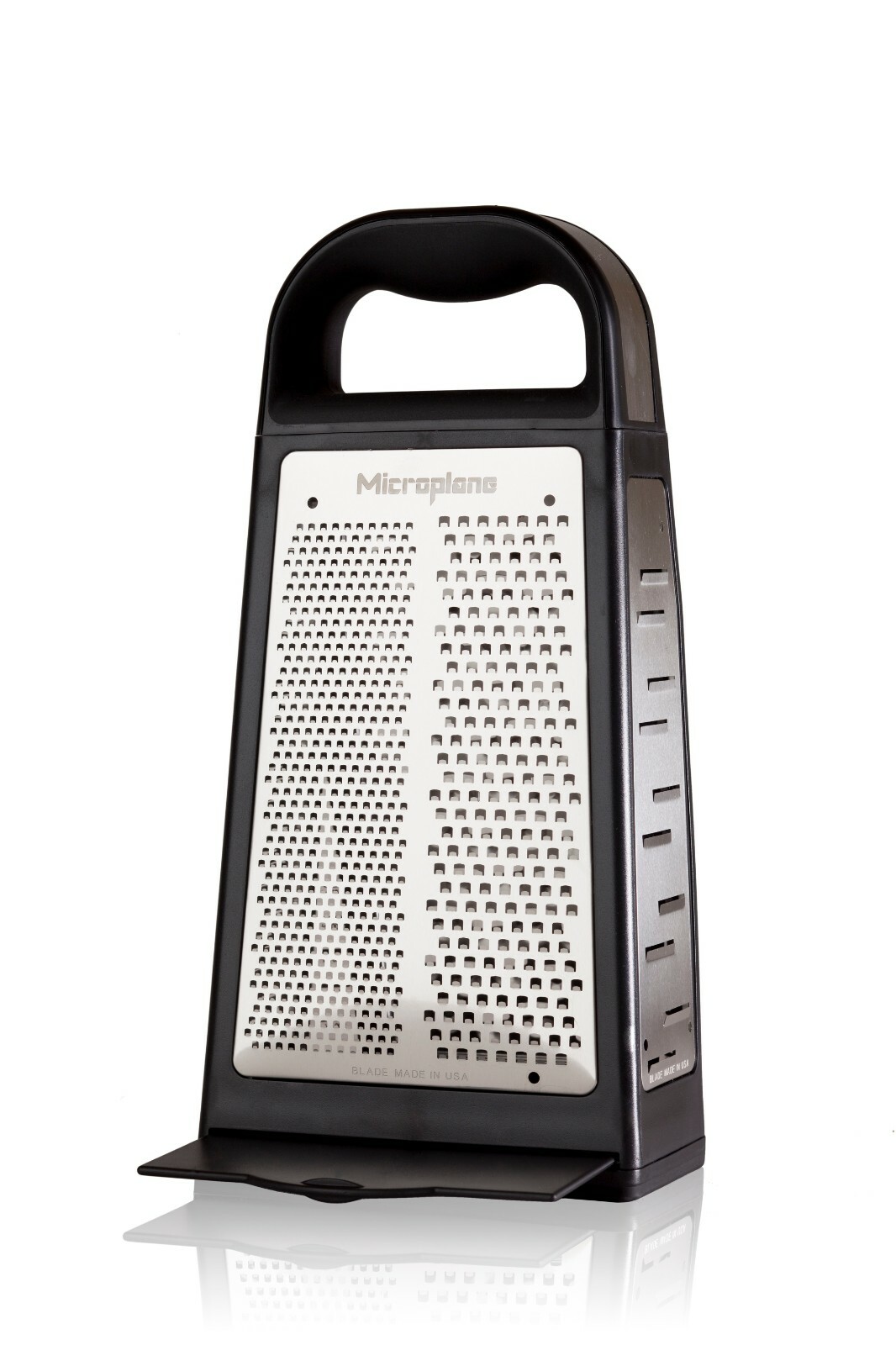 Microplane Elite Five Blade Four Sided Box Grater with Measuring Cup – Black