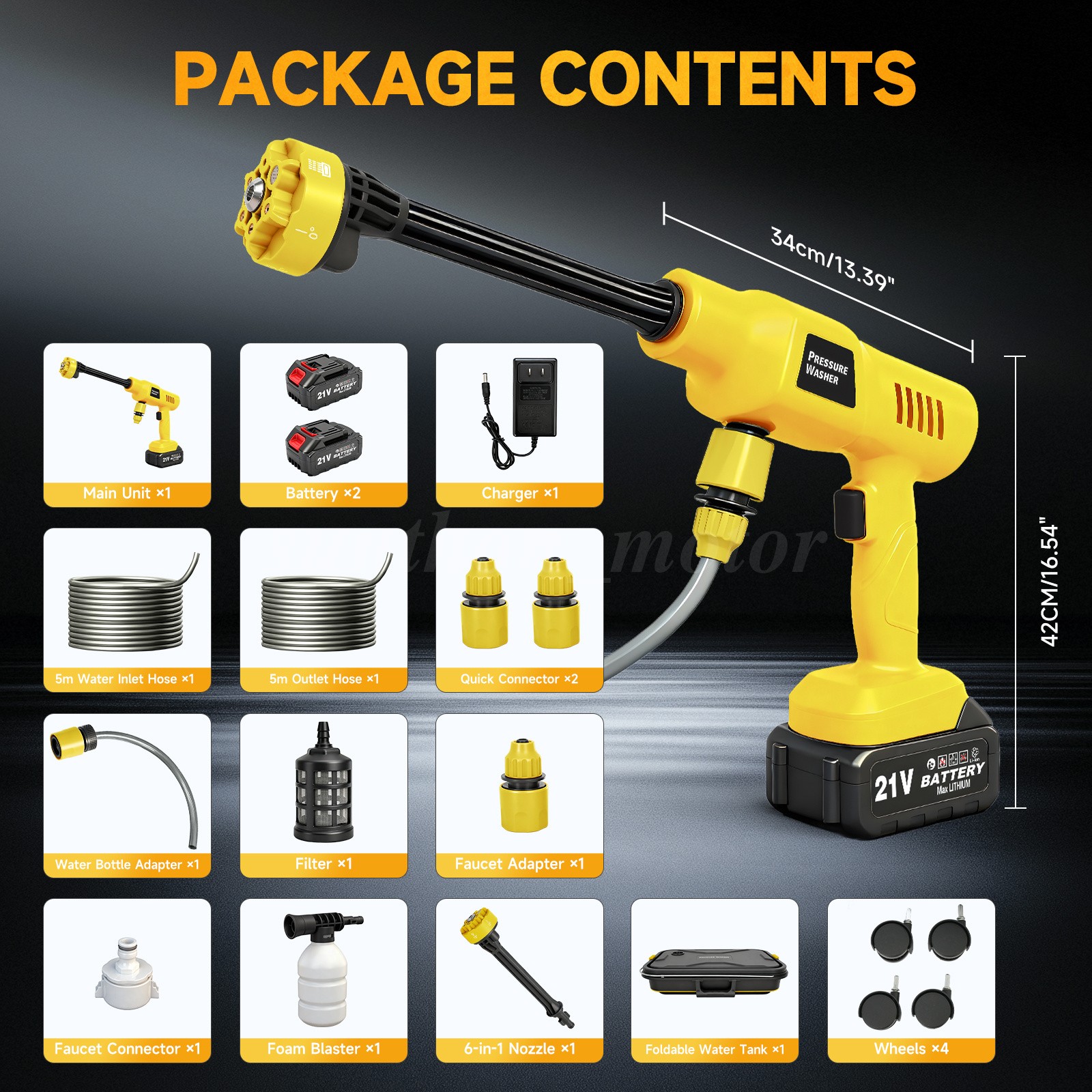 Cordless Electric High Pressure Water Spray Gun Portable Car Washer Cleaner Tool