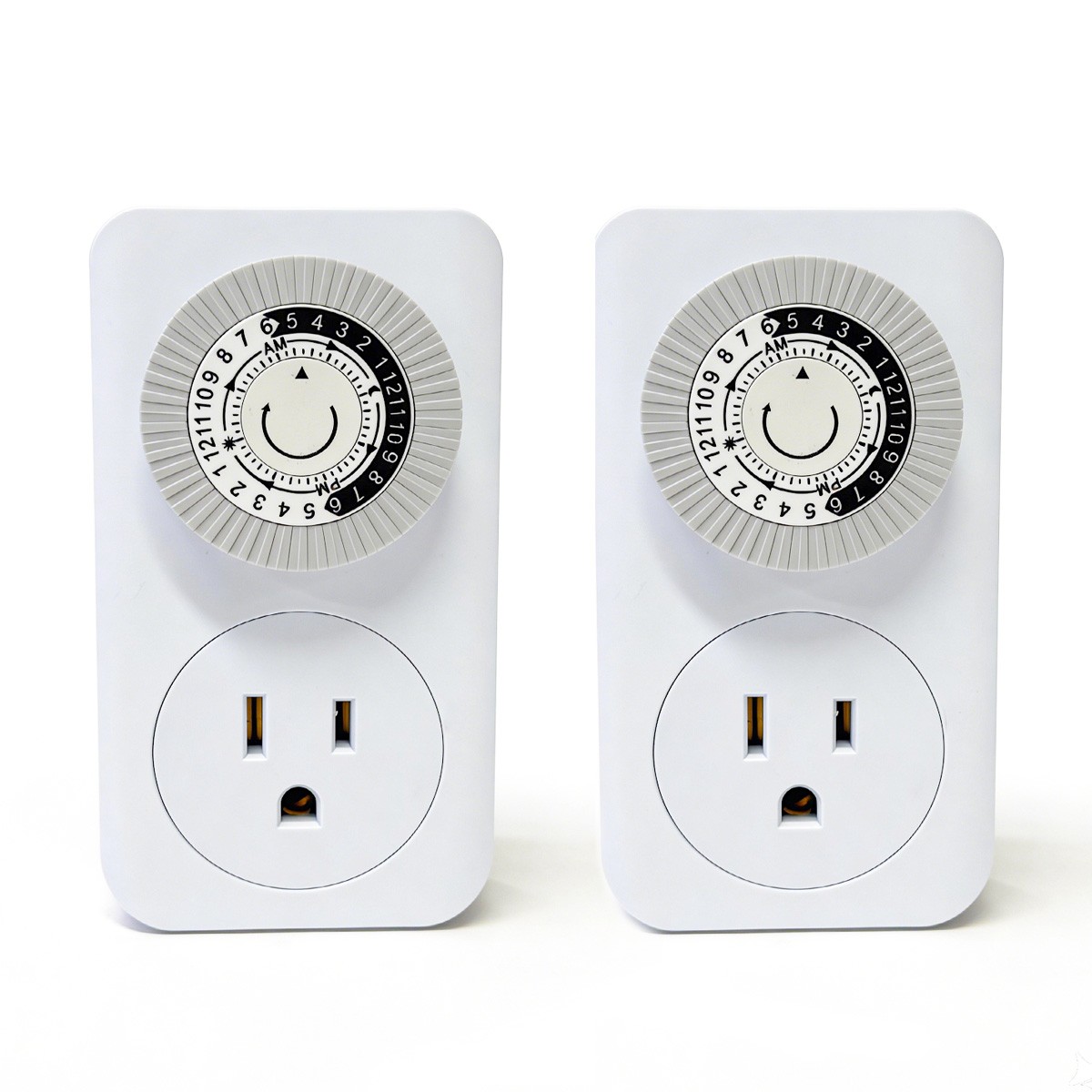 2 Pack Indoor 24-Hour Mechanical Outlet Timer Plug Indoor 2 or 3 Prong