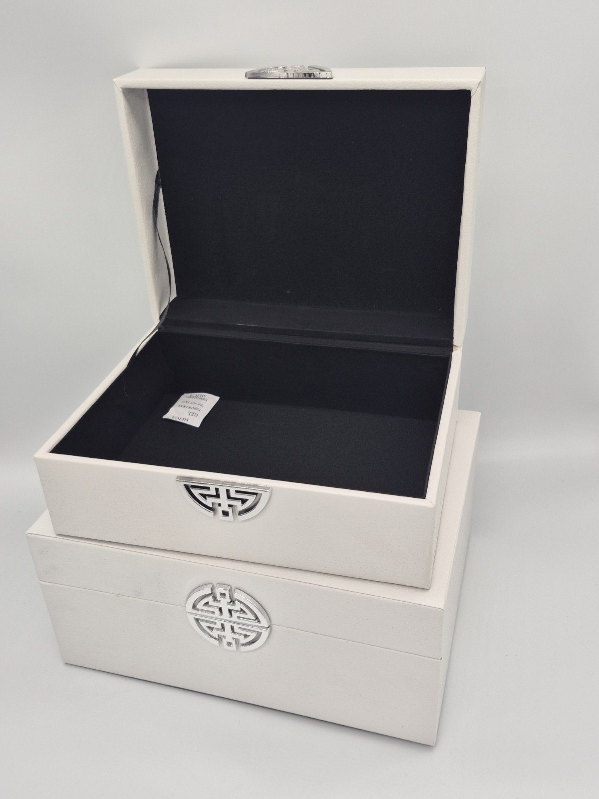 Set of 2 White Rectangular Decorative Boxes
