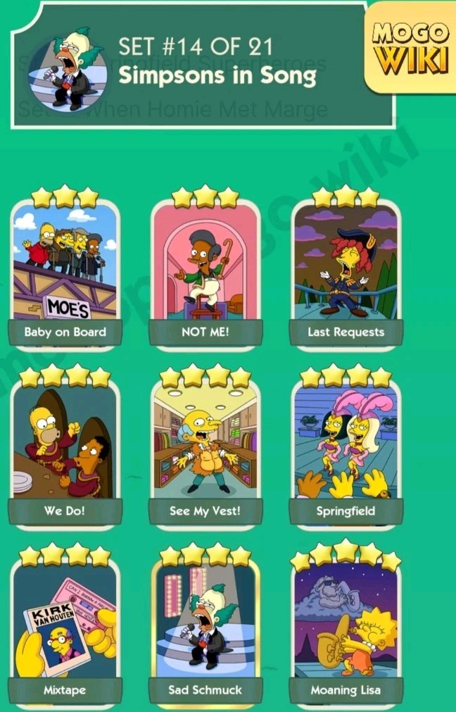 Mono..ly Sticker Go All 1-2-3-4-5-6 Star Very Low price(0.99) The Simpsons Album