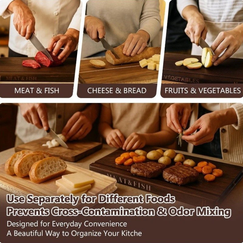 1/3pcs Book Cutting Board Set with Stand, Solid Acacia Cutting Boards