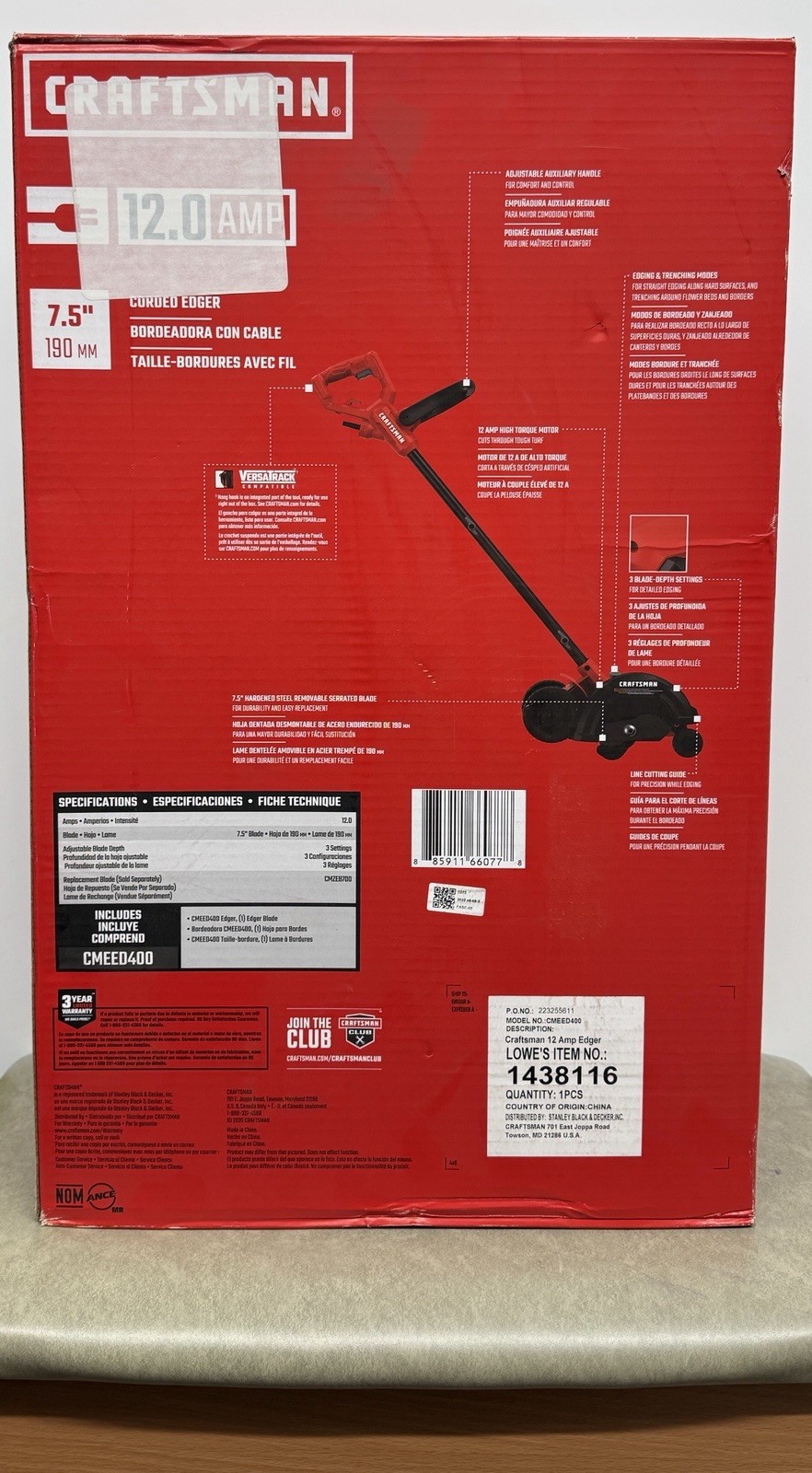 Craftsman CMEED400 12 Amp Electric Lawn Edger 7.5” Corded Trimmer NEW
