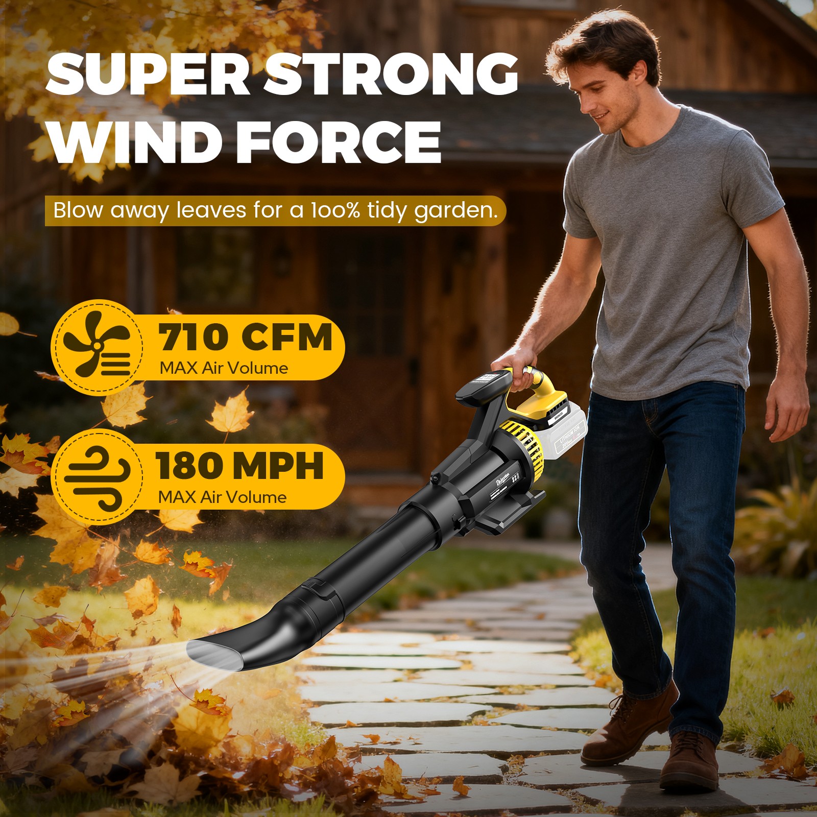 Cordless Electric Leaf Blower For Dewalt 20V Battery 710CFM 180MPH LCD Display