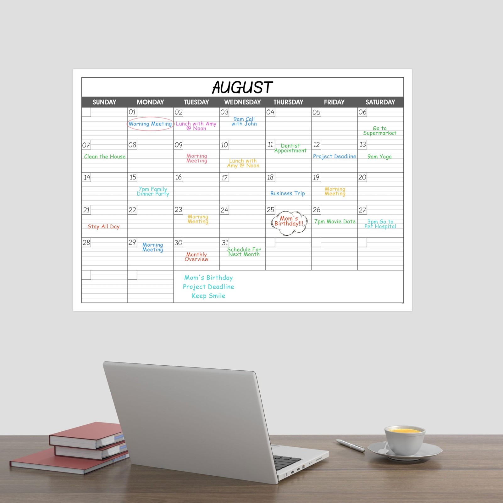 Large Dry Erase Calendar for Wall – Undated 1 Month Big Wall Calendar, 40″ x …