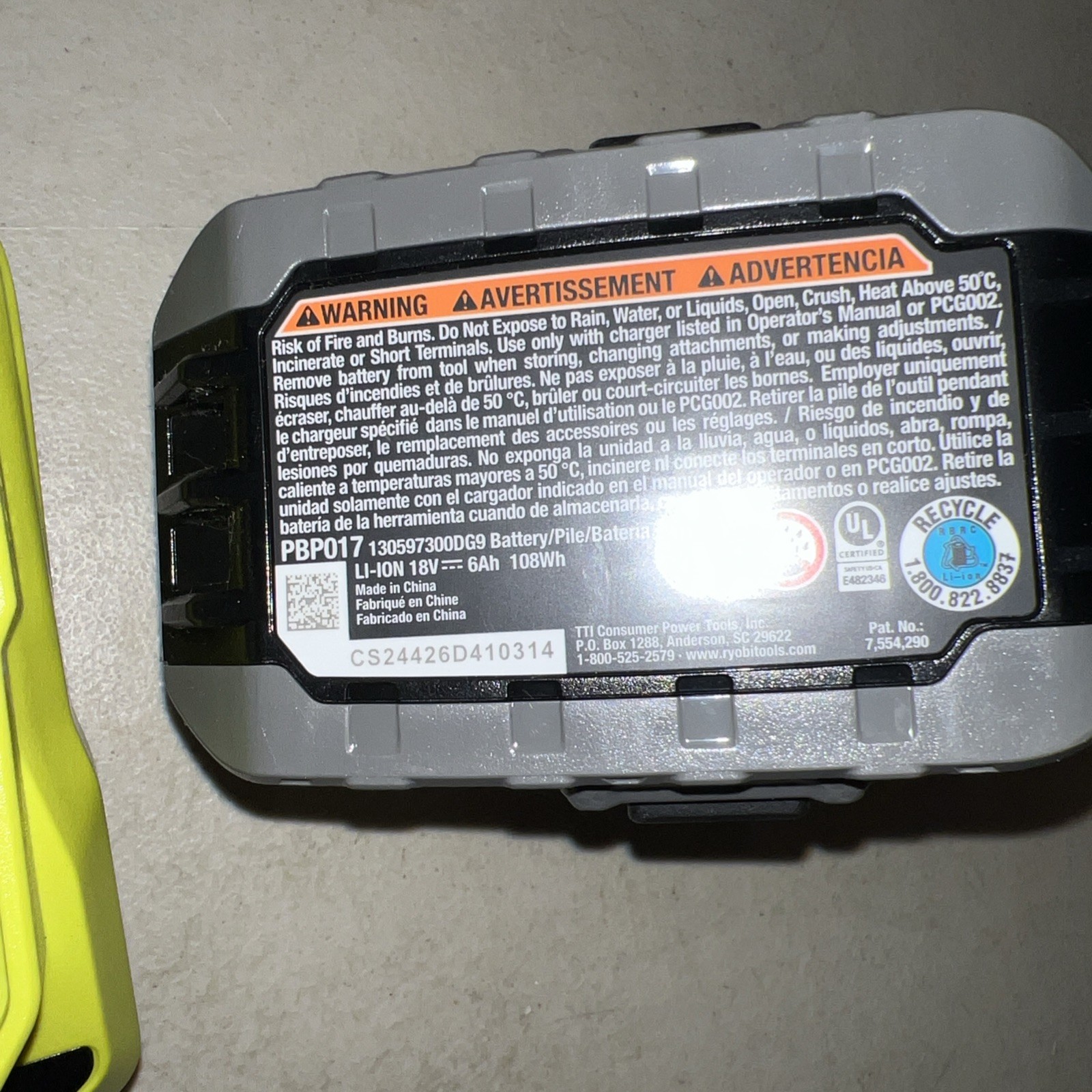 Ryobi One+ 6Ah 18V HIGH PERFORMANCE Lithium-ion Battery PBP017 & PCG002 Charger