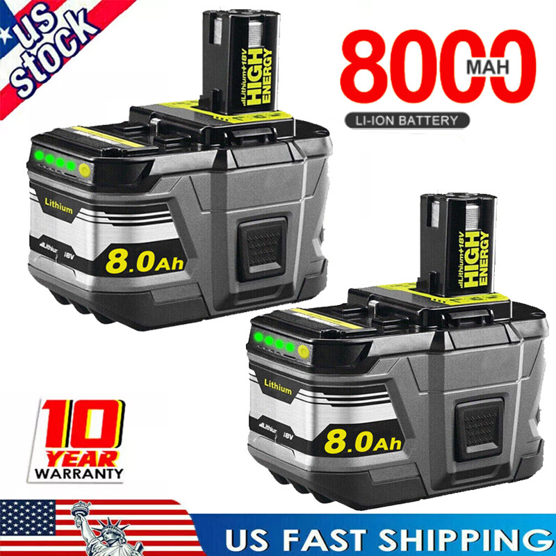 2X 1X 8Ah For RYOBI P108 18V Battery High Capacity Lithium-Ion For One Plus US