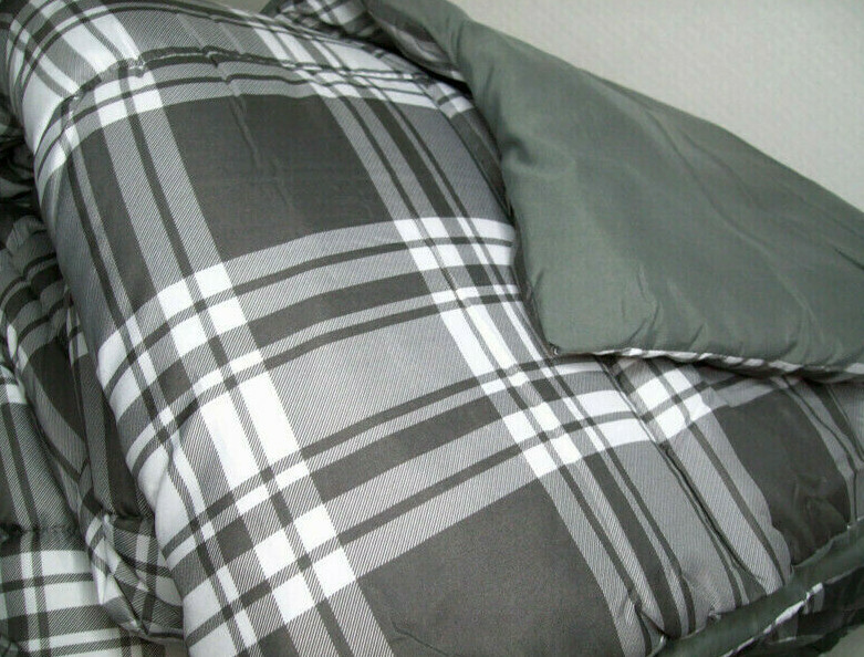 Martha Stewart Gray Plaid Reversible Down Alternative King Comforter New