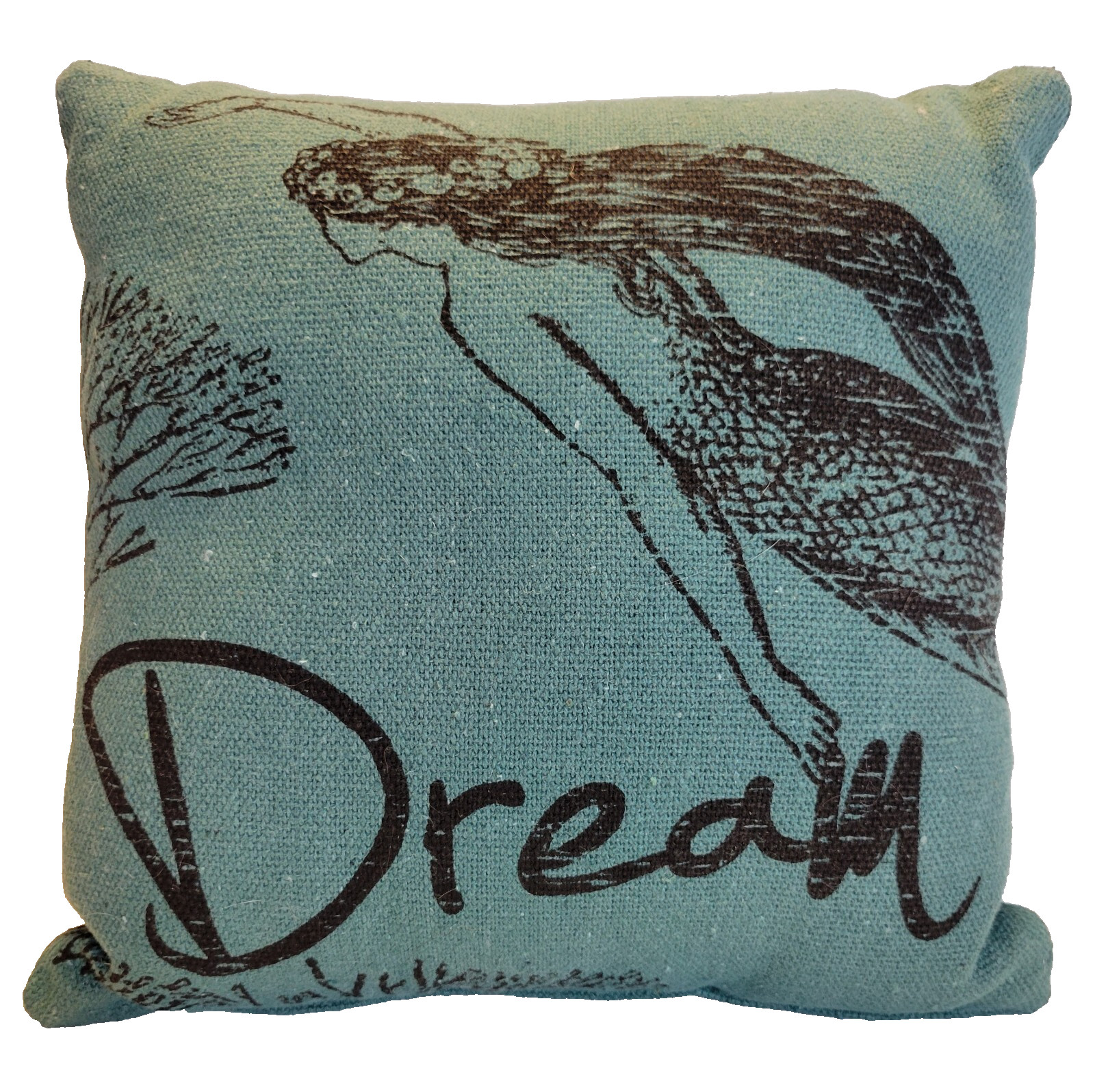 Mermaid Pillow Dream Square Teal Black Script 8.5 In x 8.5 In
