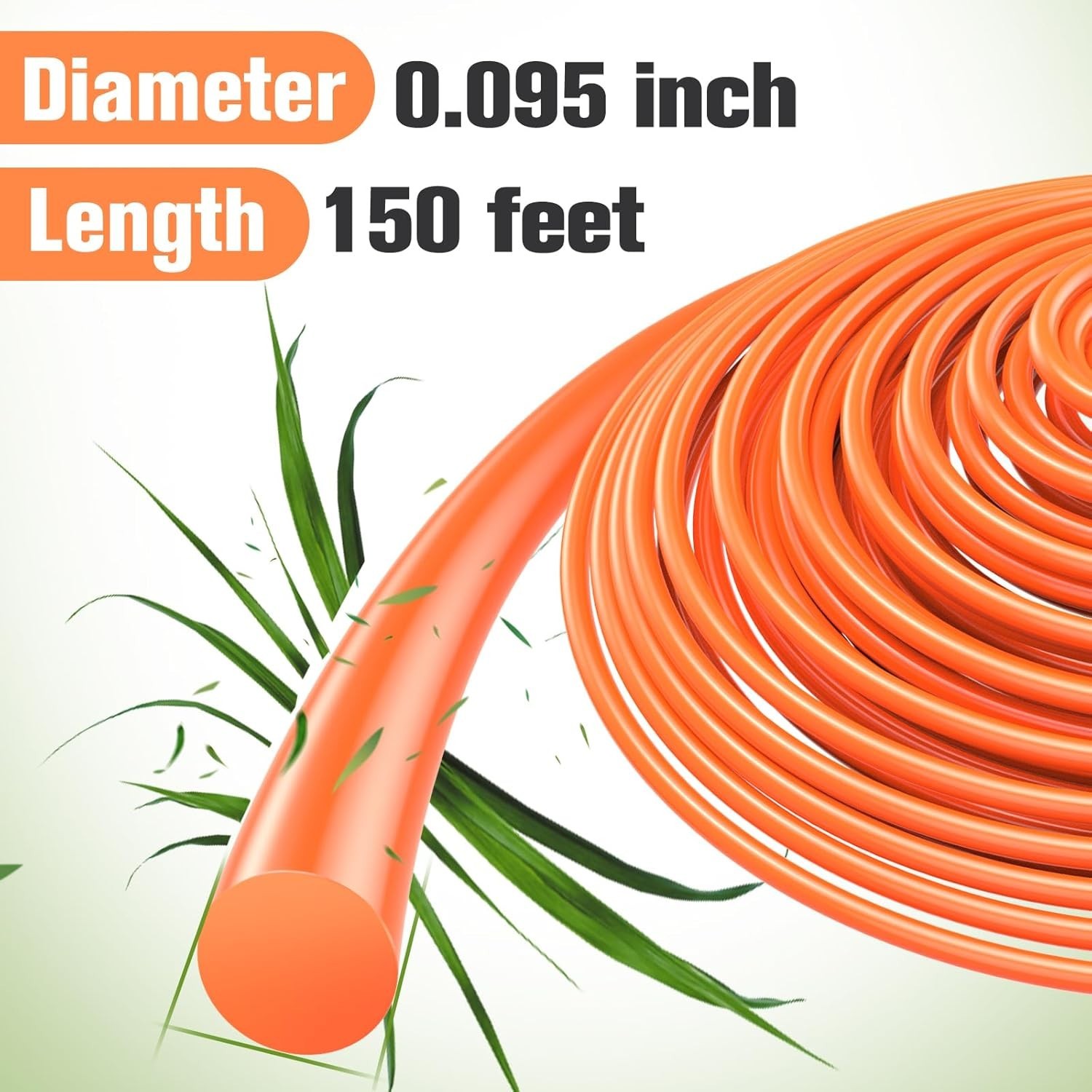 0.095″ String Trimmer Line 150Ft Weed Eater Cord Orange 2.4mm