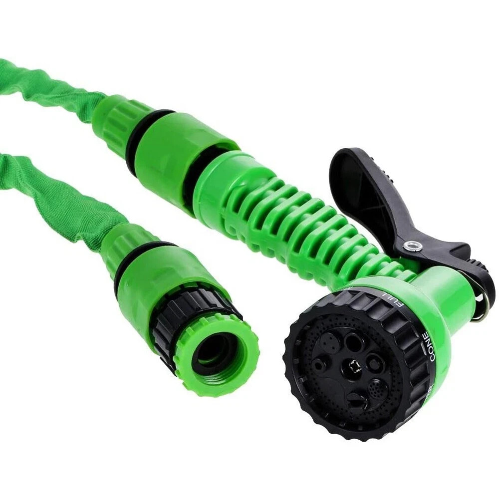 Expanding Expandable Flexible Garden Water Hose w Spray Nozzle Green 50FT