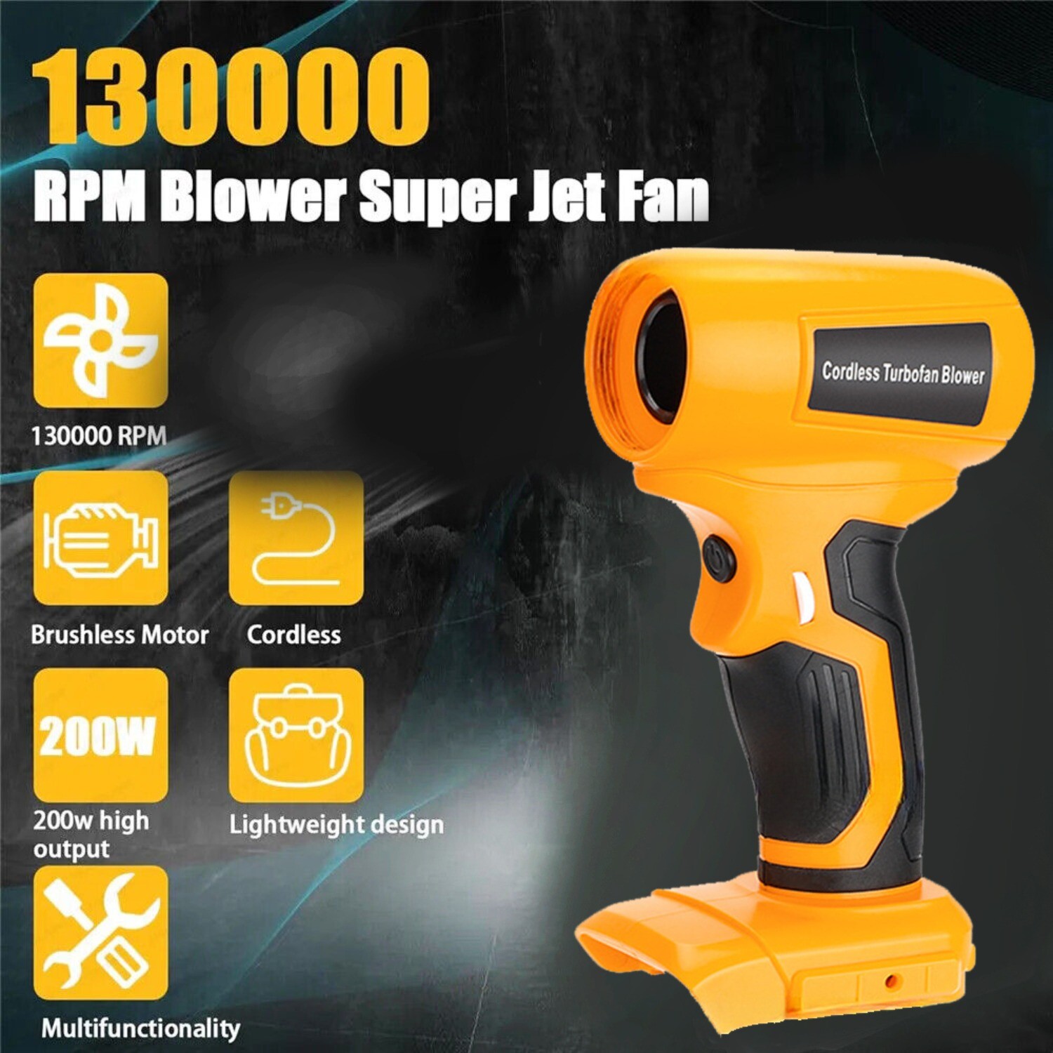 210W Cordless Air Blower Electric Garden Leaf Snow Dust Cleaner for Dewalt 20v