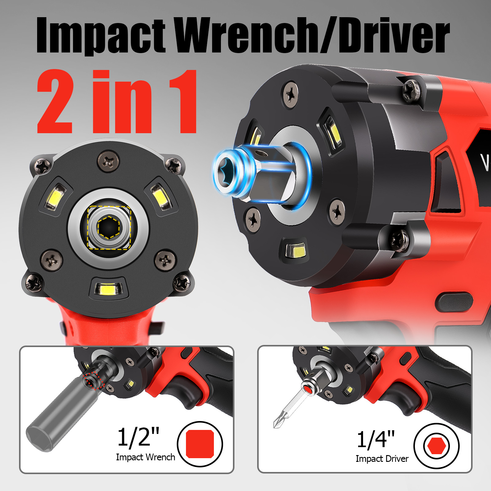 Compatible Milwaukee M18 Fuel 18V Battery Brushless Cordless 1/2″ Impact Wrench