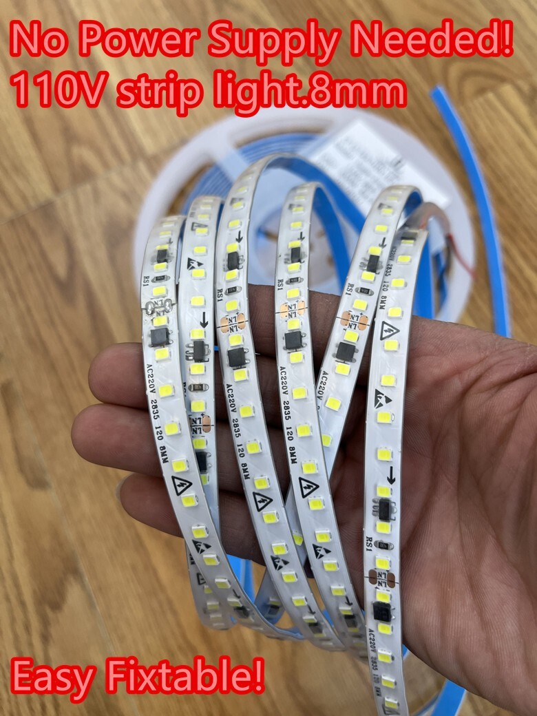 Ultrathin 110V LED Strip light.No Powersupply Needed!Easy Fix! Waterproof!