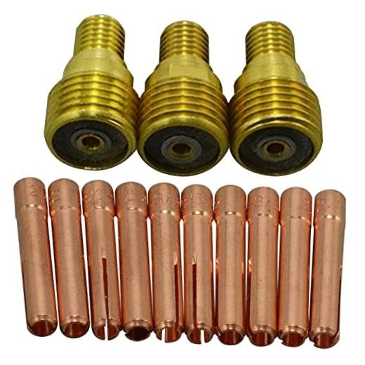 TIG Gas Lens Collets Bodies 45V45 13N24 1/8″ & 3.2mm 45V45 13N24 1/8″ 13pcs
