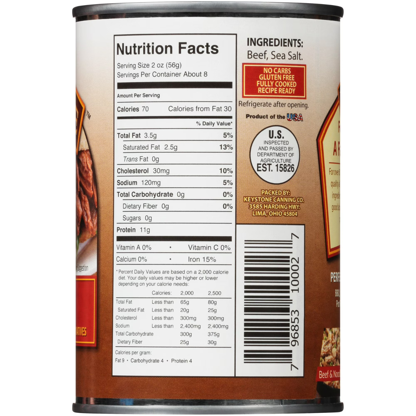 Keystone All Natural Beef, 14.5 oz Can