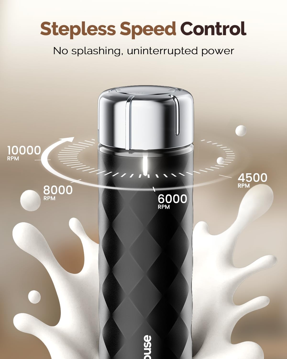 Rechargeable Milk Frother with Stepless Speed Control, LunaFro 2.0 Handheld E…