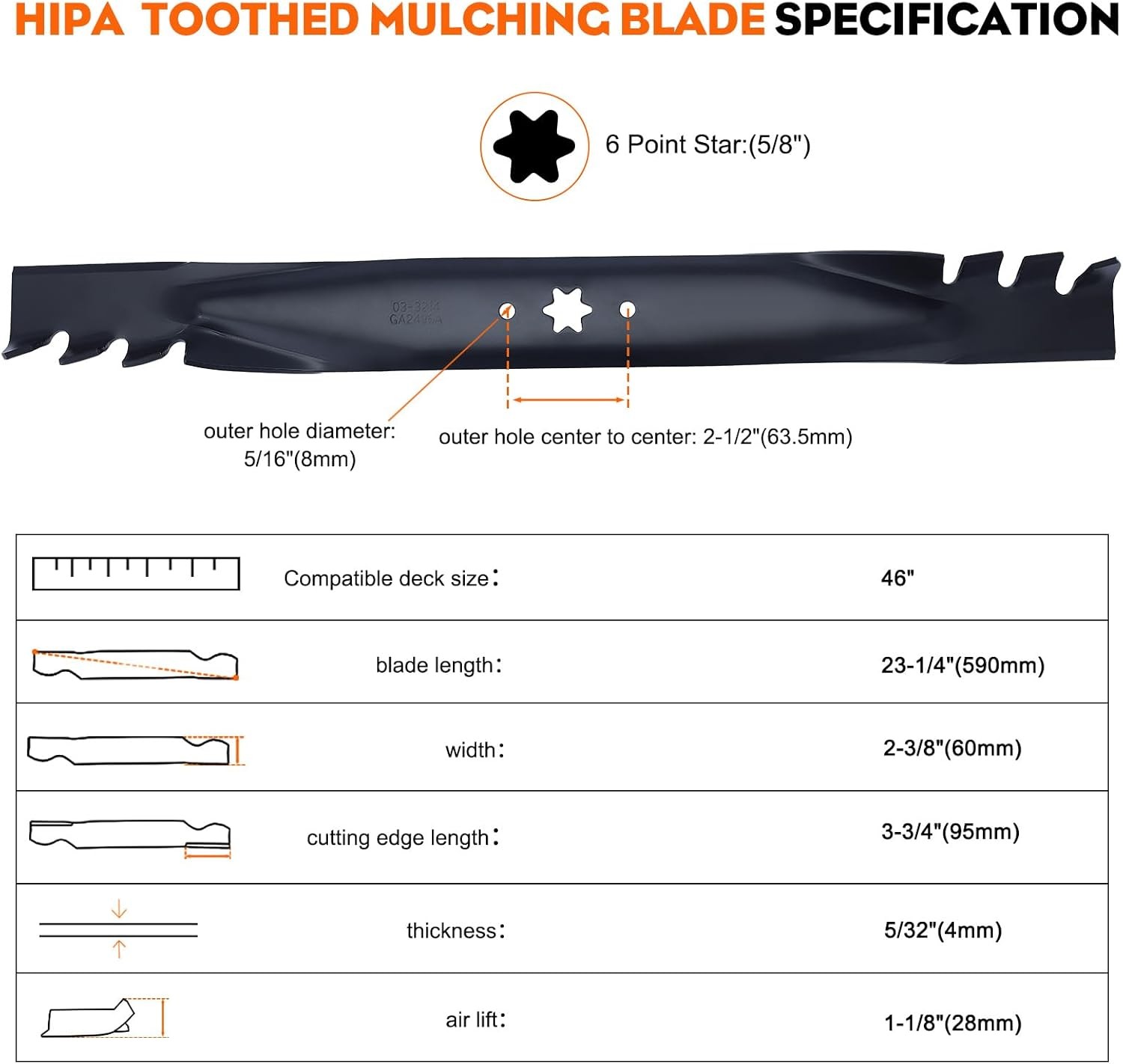 2PK 46 inch Mower Mulching Blades for Cub Cadet XT1-46 XT1 XT2 LT46 LX46 LTX1046