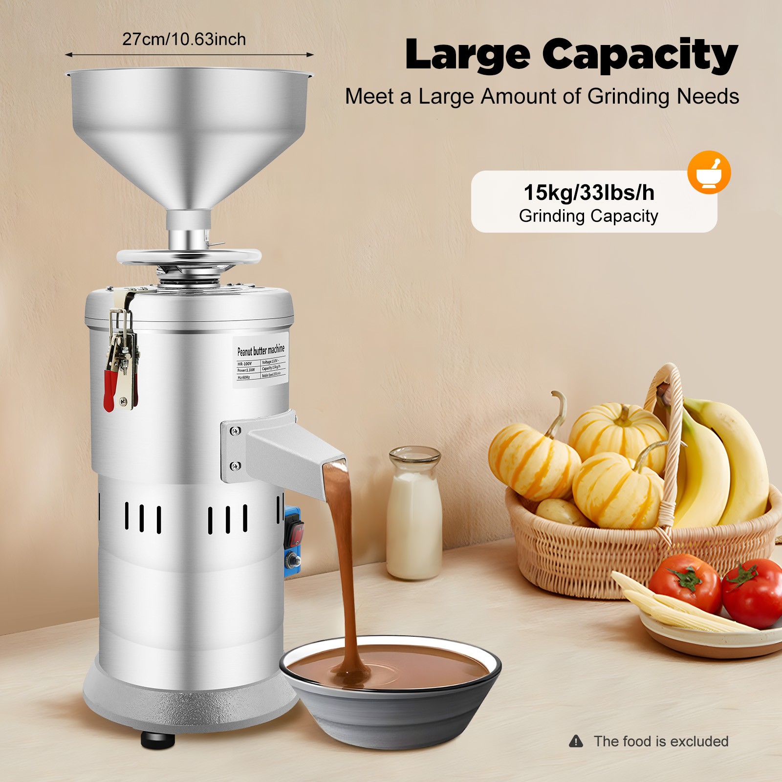 1100W Electric Peanut Butter Machine Grinder Household Nut Maker Grinding