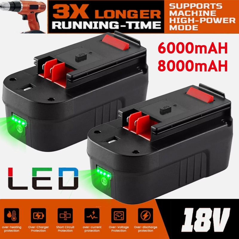 1-2PCS 18V for Black and Decker HPB18 18 Volt 8.0Ah Battery HPB18-OPE 244760-00