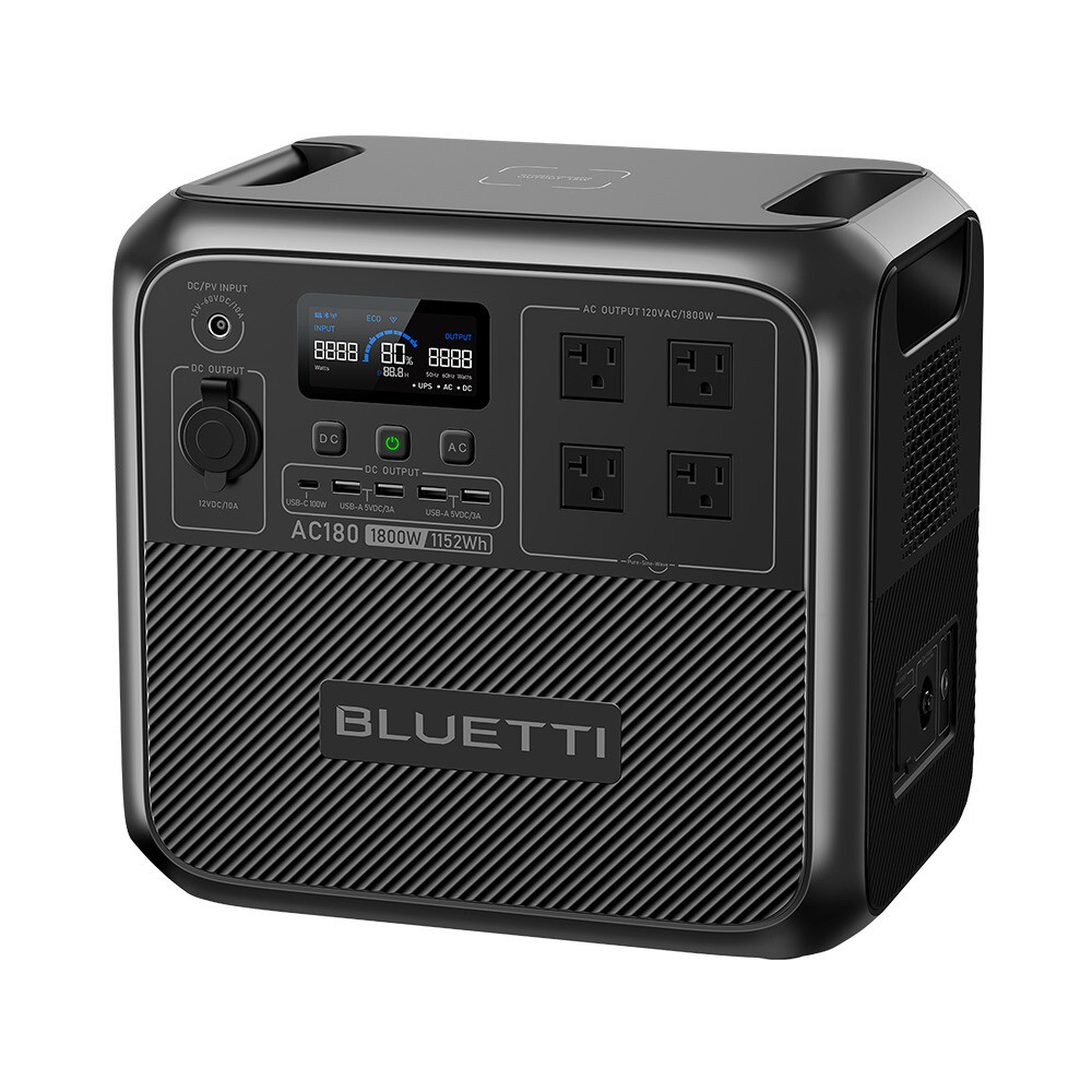 BLUETTI AC180 1800W 1152Wh Power Station Generator for Power Outage Travelling