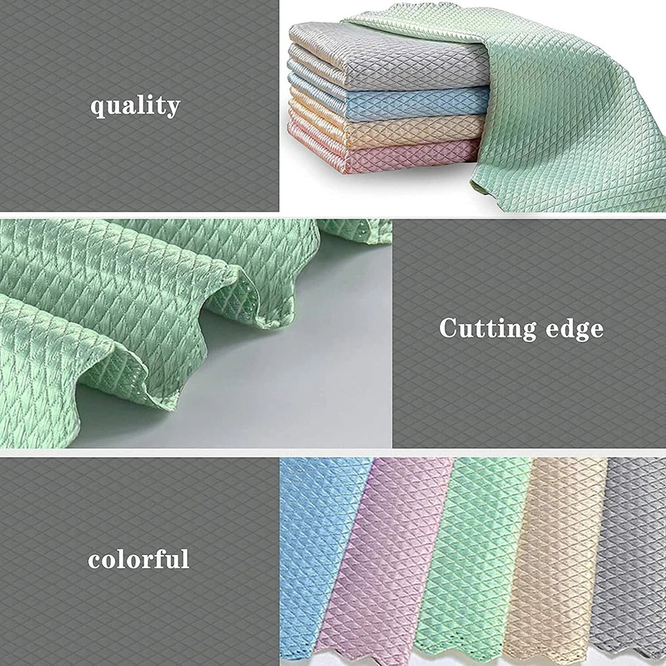 10× Fish Scale Microfiber Polishing Cleaning Cloth Towels Rags Window Glass Car