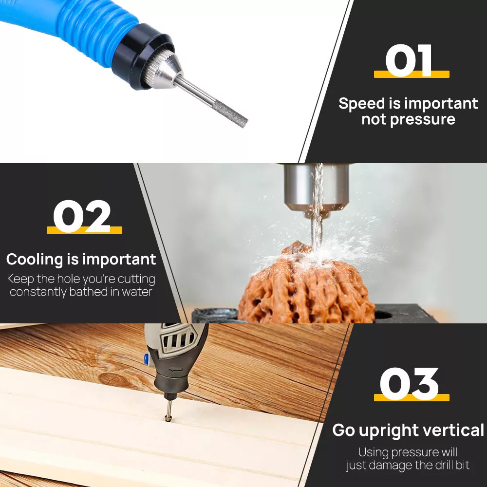 30pcs Diamond Grinding Carving Cutting Burr Bit Set For Dremel Rotary Tool stone