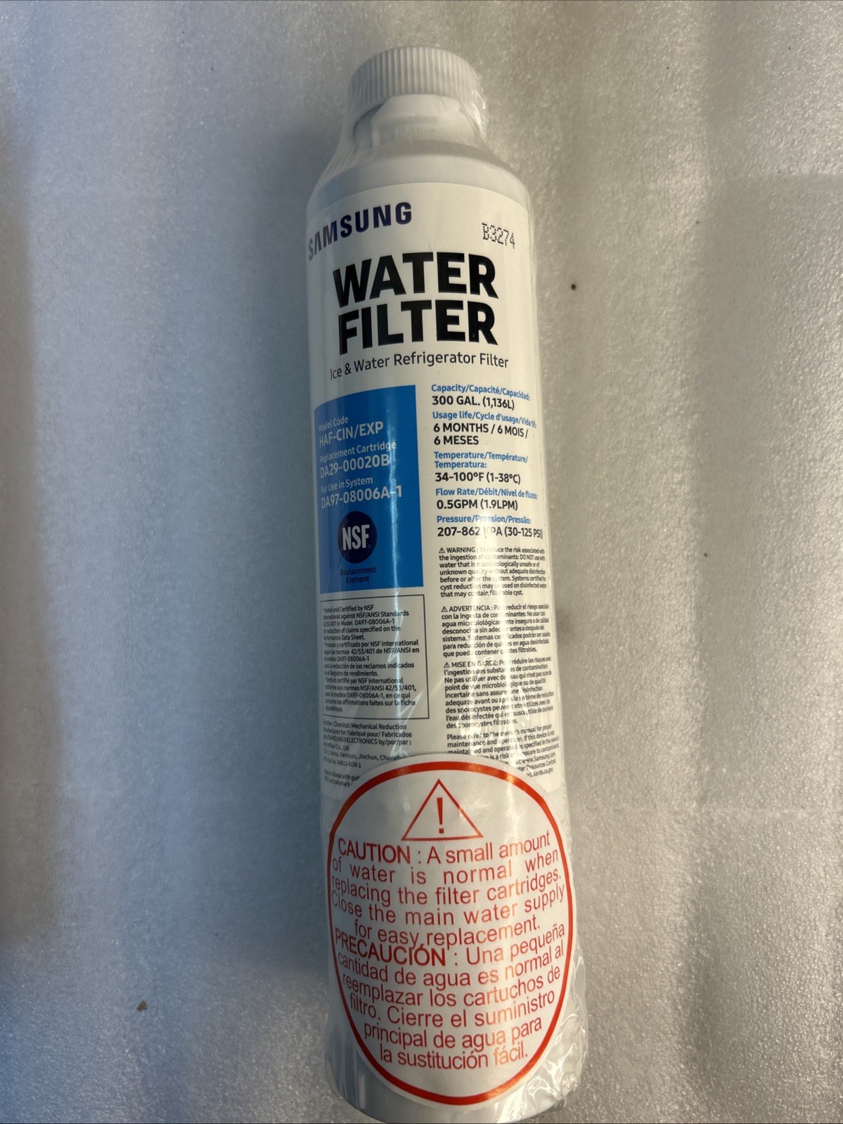 Samsung Water Filter Plastic White DA29-00020B HAF-CIN/EXP. Lot Of 2 Ea See Note