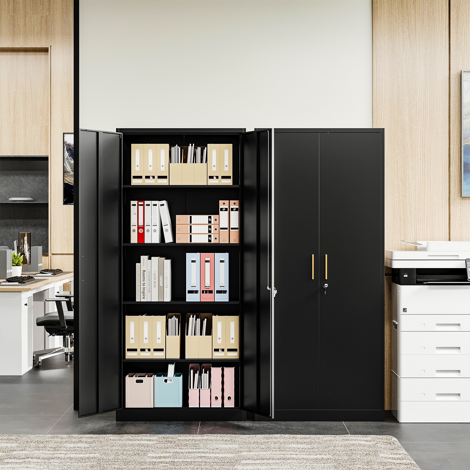 Metal Storage Cabinet with long handle ,71 Garage Storage Cabinet with Lock