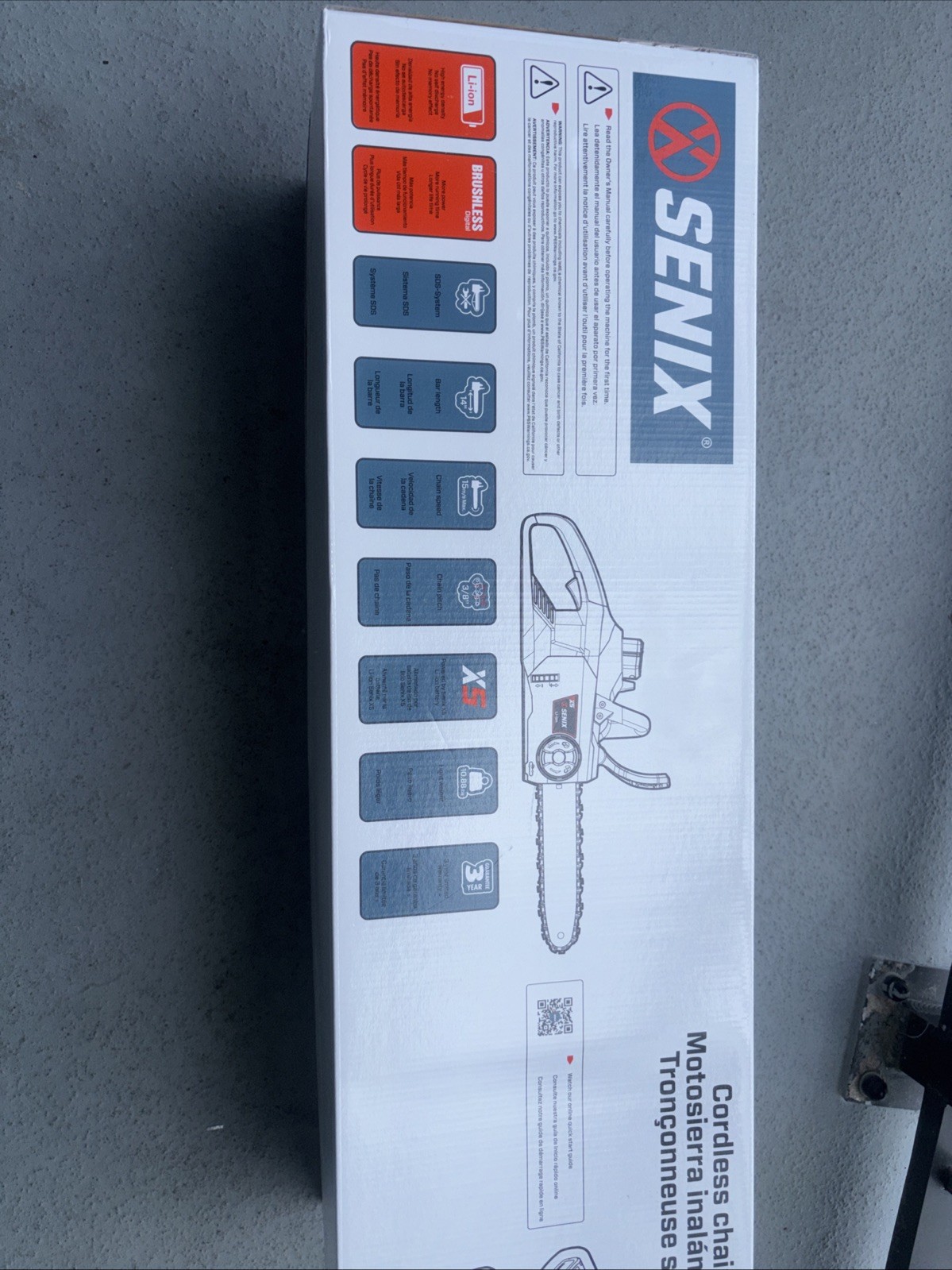 Senix 58V 14 Inch Chainsaw.Battery And Charger Not Included .CSX5-M. NB 0003