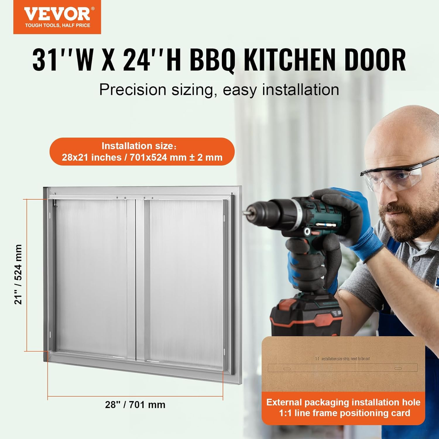 Stainless Steel BBQ Access Door – 31″ W x 24″ H for Outdoor Grilling Stations