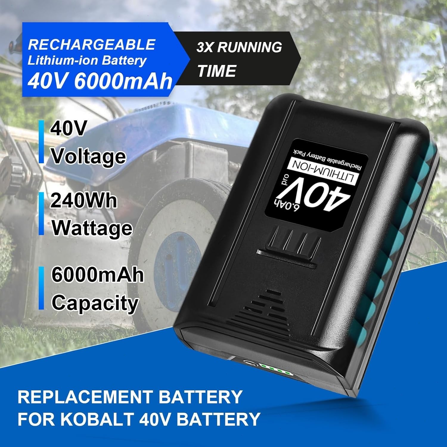 1~2PACK For Kobalt 40v MAX 8.0 Ah Extended Run Li-Ion Battery KB440-03 KB540-06