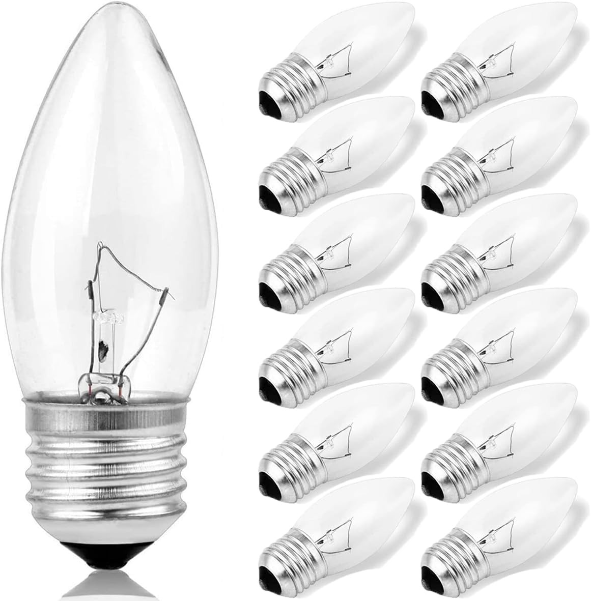 60W Incandescent Torpedo Tip Chandelier – 60W Equivalent Medium E26 Candelabra,