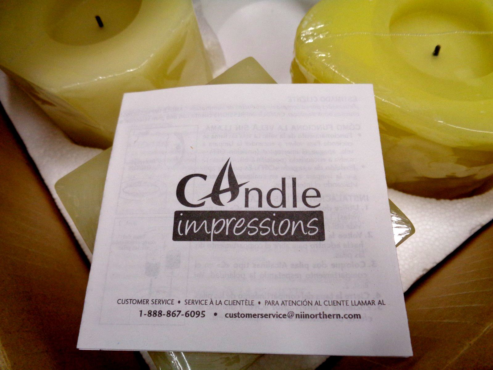 CANDLE IMPRESSIONS Set/3 Battery Operated Vanilla Candles HEART SQUARE OCTAGON