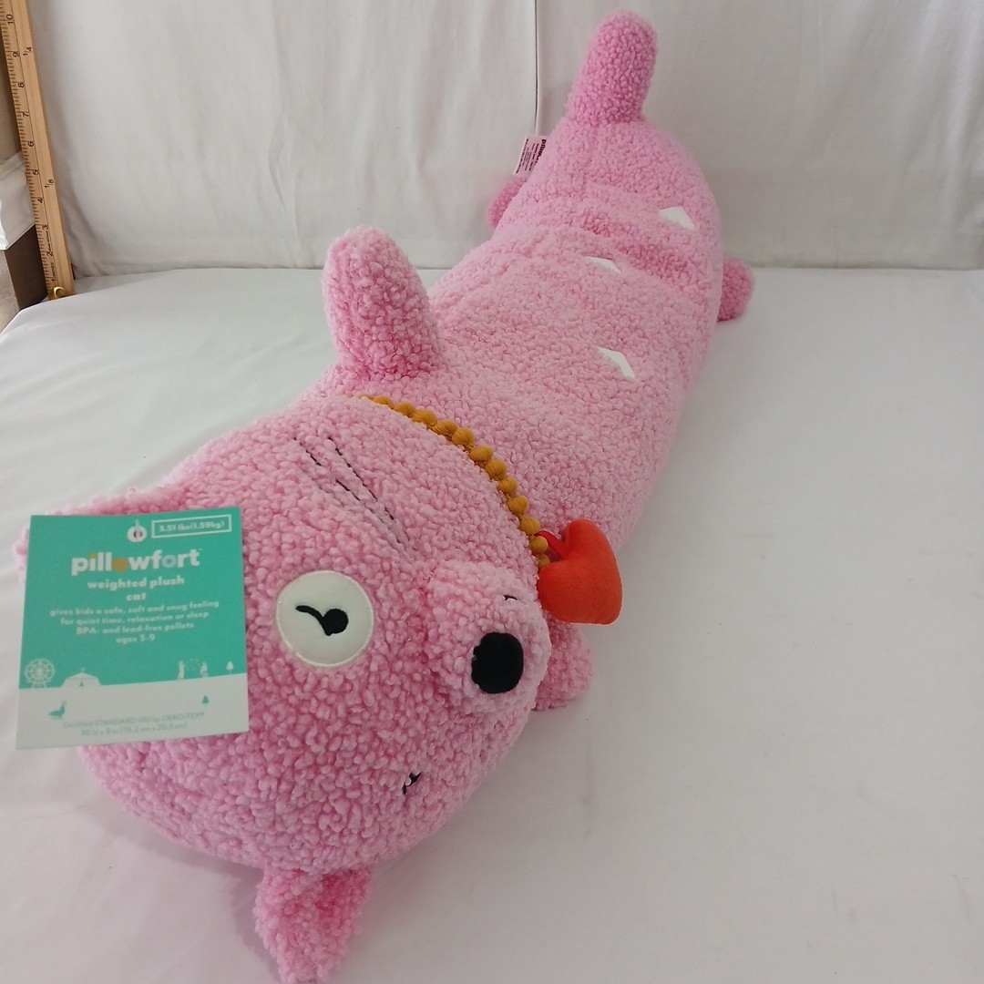 Pillowfort Cat Kids’ 3.5lbs Weighted Plush Throw Pillow Pink NWT