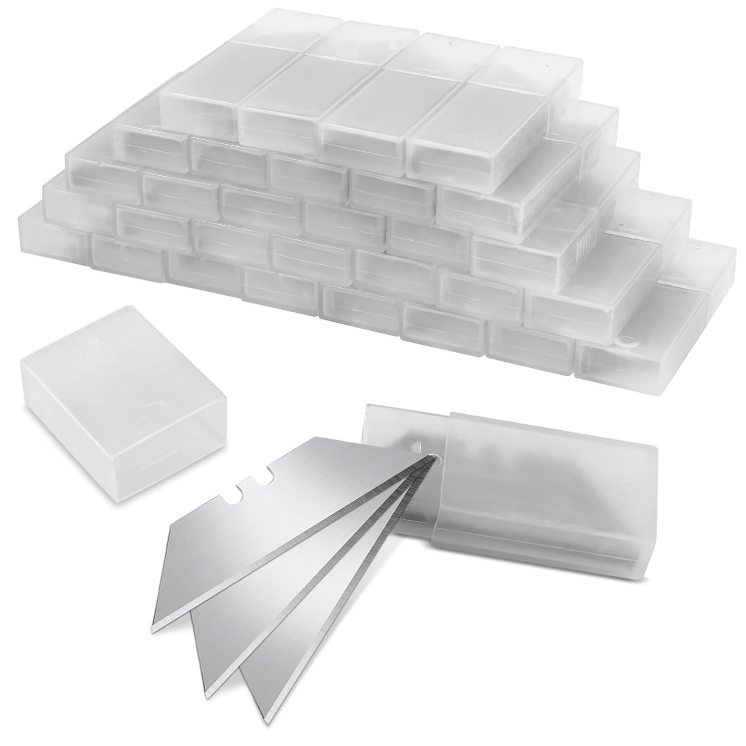 Utility Knife Blades, 100 Pcs Razor Blades, SK5 High Carbon Steel Box Cutter Bla