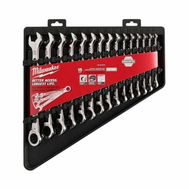 Milwaukee 48-22-9516 15pc Ratcheting Combination Wrench Set – Metric