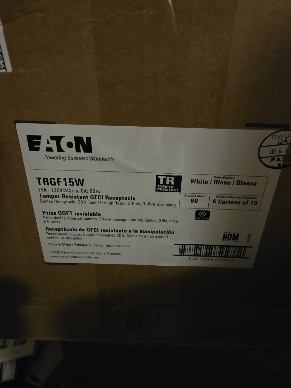 Eaton Trgf15w Tamper Resistant 15a Gfci Case Of 10