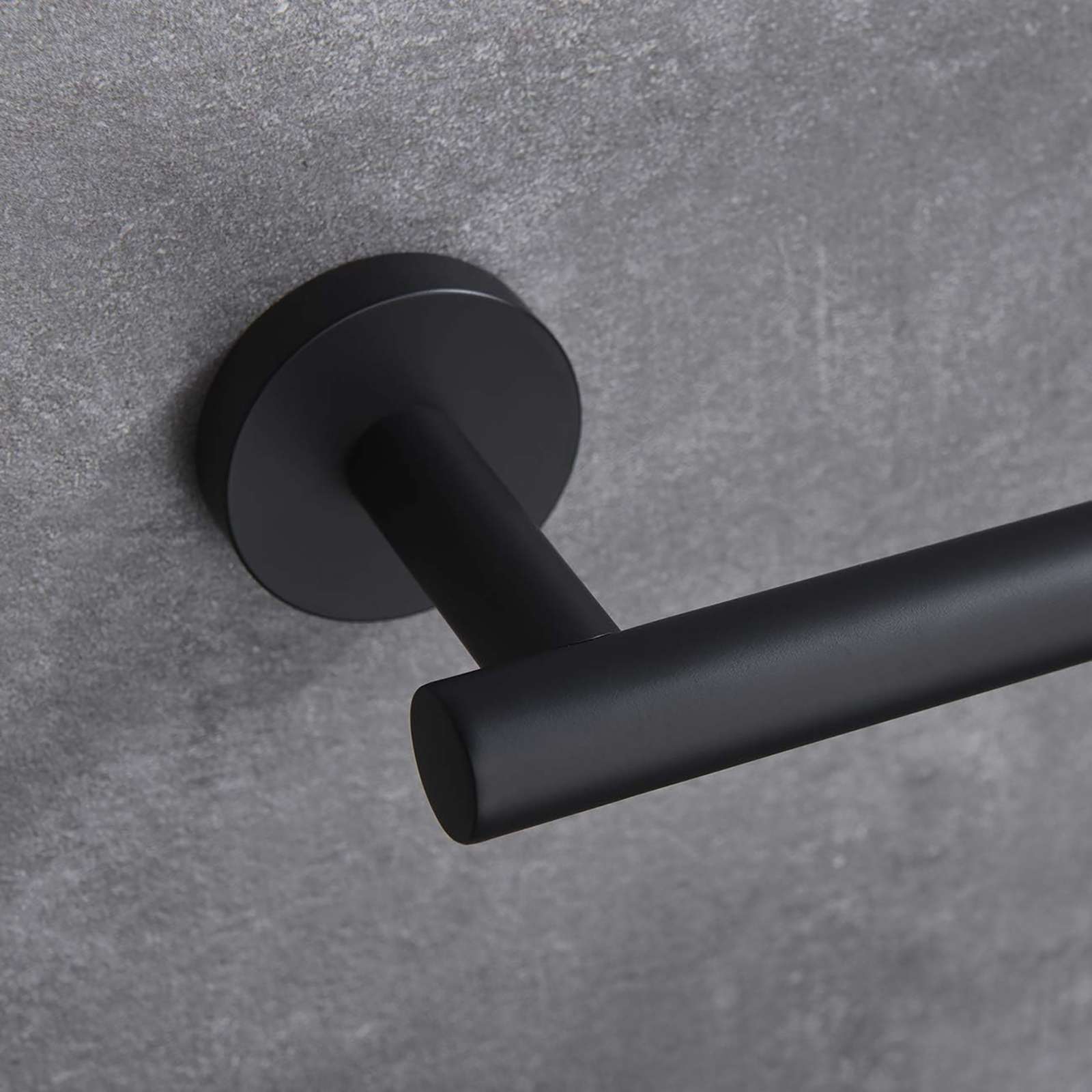 Modern Matte Black Towel Bar Rail Stainless Steel Wall Mounted Bathroom Storage