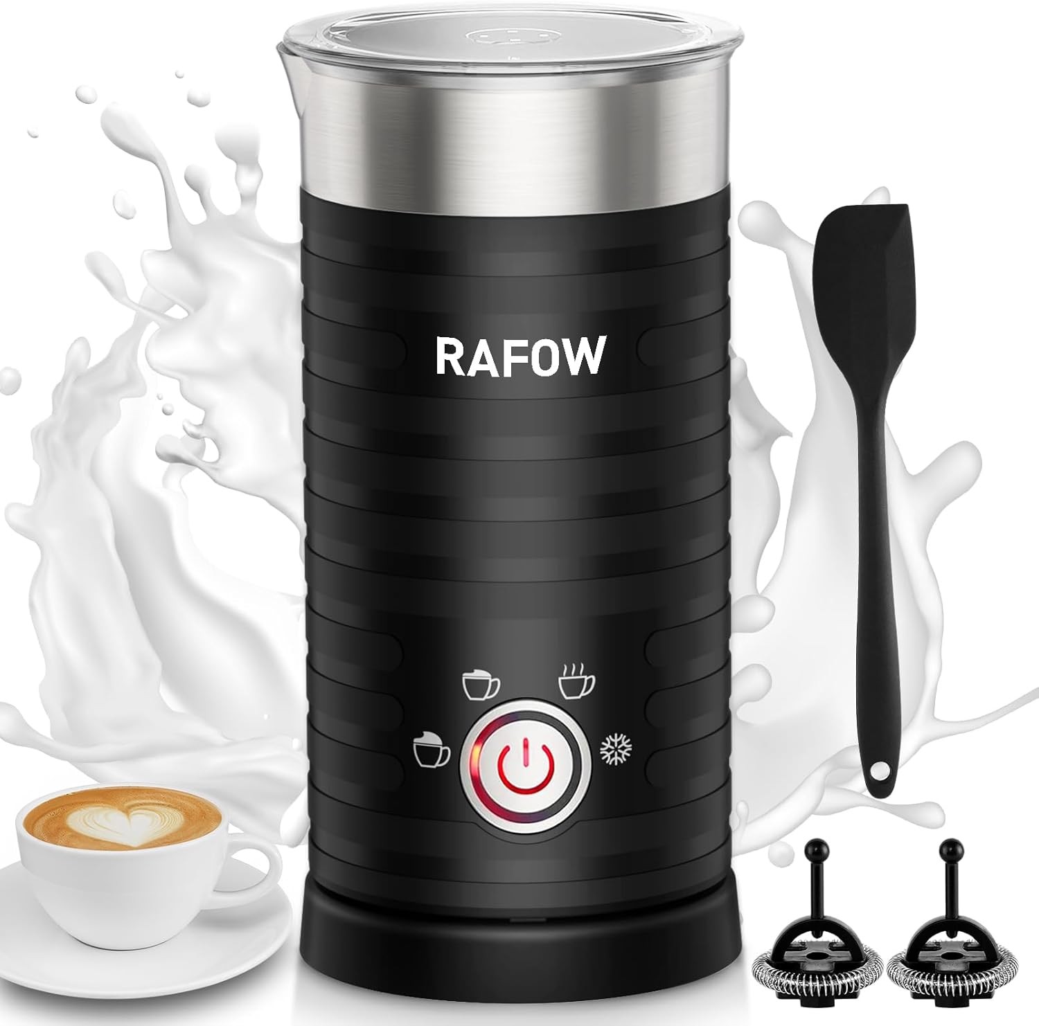 4 in 1 Electric Milk Frother: 10oz/350 mL Large Electric Milk for Hot and Cold